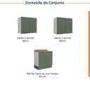 Ver imagem 4 de Lavanderia Modulada 3 Peças 2 Armários Aéreos 1 Balcão 2 Portas Ipanema CabeCasa MadeiraOriginals Verde/Folha