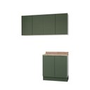 Ver imagem 2 de Lavanderia Modulada 3 Peças 2 Armários Aéreos 1 Balcão 2 Portas Ipanema CabeCasa MadeiraOriginals Verde/Folha