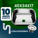 Ver imagem 3 de Cuba Pia Inox 304 Cozinha N 0 40x34x17 As Extra Funda