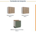 Ver imagem 4 de Lavanderia Modulada 3 Peças 2 Armários Aéreos 1 Balcão 2 Portas Ipanema CabeCasa MadeiraOriginals Verde/Folha/Acácia