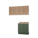 Ver imagem 2 de Lavanderia Modulada 3 Peças 2 Armários Aéreos 1 Balcão 2 Portas Ipanema CabeCasa MadeiraOriginals Verde/Folha/Acácia