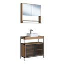 Ver imagem 2 de Gabinete de Banheiro Industrial de Chão 80cm P1038 com Cuba Sobrepor e Espelheira