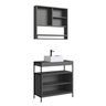 Gabinete de Banheiro Industrial de Chão 80cm P1038 com Cuba Sobrepor e Espelheira - 4