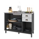Ver imagem 2 de Balcão de Cozinha Firenze 120cm 3 Portas e 2 Gavetas Chumbo/titânio sem Tampo - Indékes