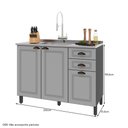Ver imagem 3 de Balcão de Cozinha Firenze 120cm 3 Portas e 2 Gavetas Chumbo/titânio sem Tampo - Indékes
