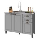 Ver imagem 1 de Balcão de Cozinha Firenze 120cm 3 Portas e 2 Gavetas Chumbo/titânio sem Tampo - Indékes
