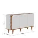 Ver imagem 6 de Conjunto Cristaleira 2 Portas de Vidro Jurerê e Buffet para Sala de Jantar 3 Portas Jurerê Branco/Off White Matte/Freijó