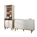Ver imagem 2 de Conjunto Cristaleira 2 Portas de Vidro Jurerê e Buffet para Sala de Jantar 3 Portas Jurerê Branco/Off White Matte/Freijó