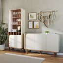 Ver imagem 1 de Conjunto Cristaleira 2 Portas de Vidro Jurerê e Buffet para Sala de Jantar 3 Portas Jurerê Branco/Off White Matte/Freijó