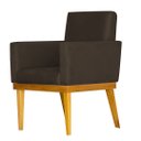 Ver imagem 2 de Poltrona Bella Luxo Base de Madeira Maciça Recepção - Suede Marrom