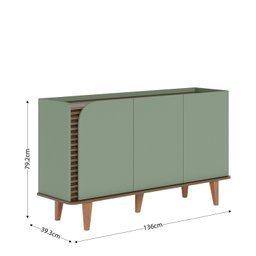 Conjunto Cristaleira 2 Portas de Vidro Jurerê e Buffet para Sala de Jantar 3 Portas Jurerê - 6