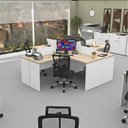 Ver imagem 2 de Ilha de Escrivaninhas em L 140x60 Cm Estação de Trabalho Escritório