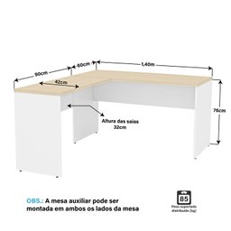 Ilha de Escrivaninhas em L 140x60 Cm Estação de Trabalho Escritório - 5