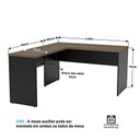 Ver imagem 6 de Ilha de Escrivaninhas em L 140x60 cm Estação de Trabalho Escritório Preto/Nogal