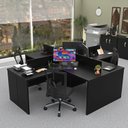 Ver imagem 1 de Ilha de Escrivaninhas em L 140x60 Cm Estação de Trabalho Escritório