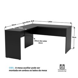 Ilha de Escrivaninhas em L 140x60 Cm Estação de Trabalho Escritório - 6