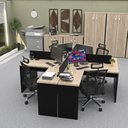 Ver imagem 2 de Ilha de Escrivaninhas em L 140x60 Cm Estação de Trabalho Escritório