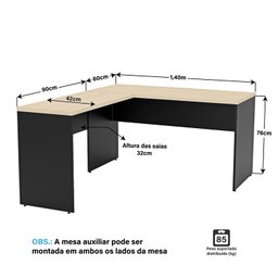 Ilha de Escrivaninhas em L 140x60 Cm Estação de Trabalho Escritório - 6
