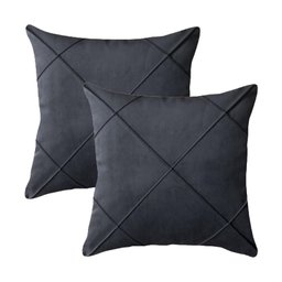 Kit 2 Capas para Almofada Drapeada em Veludo Quadrada 60x60 Cinza Chumbo - 1