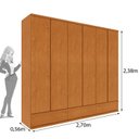 Ver imagem 3 de Guarda Roupa Casal 6 Portas 9 Gavetas 270cm Toquio Yescasa Bege/Cinamomo