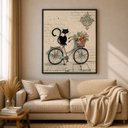 Ver imagem 3 de Quadro Canvas Gato Bike Retro 60x40cm Mold Branca