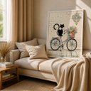 Ver imagem 5 de Quadro Canvas Gato Bike Retro 60x40cm Mold Branca
