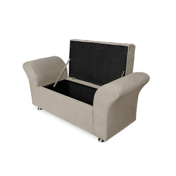 Recamier Calçadeira Baú Estofado Veneza Queen 160 Cm Corano Bege - Incasa Decor - 2