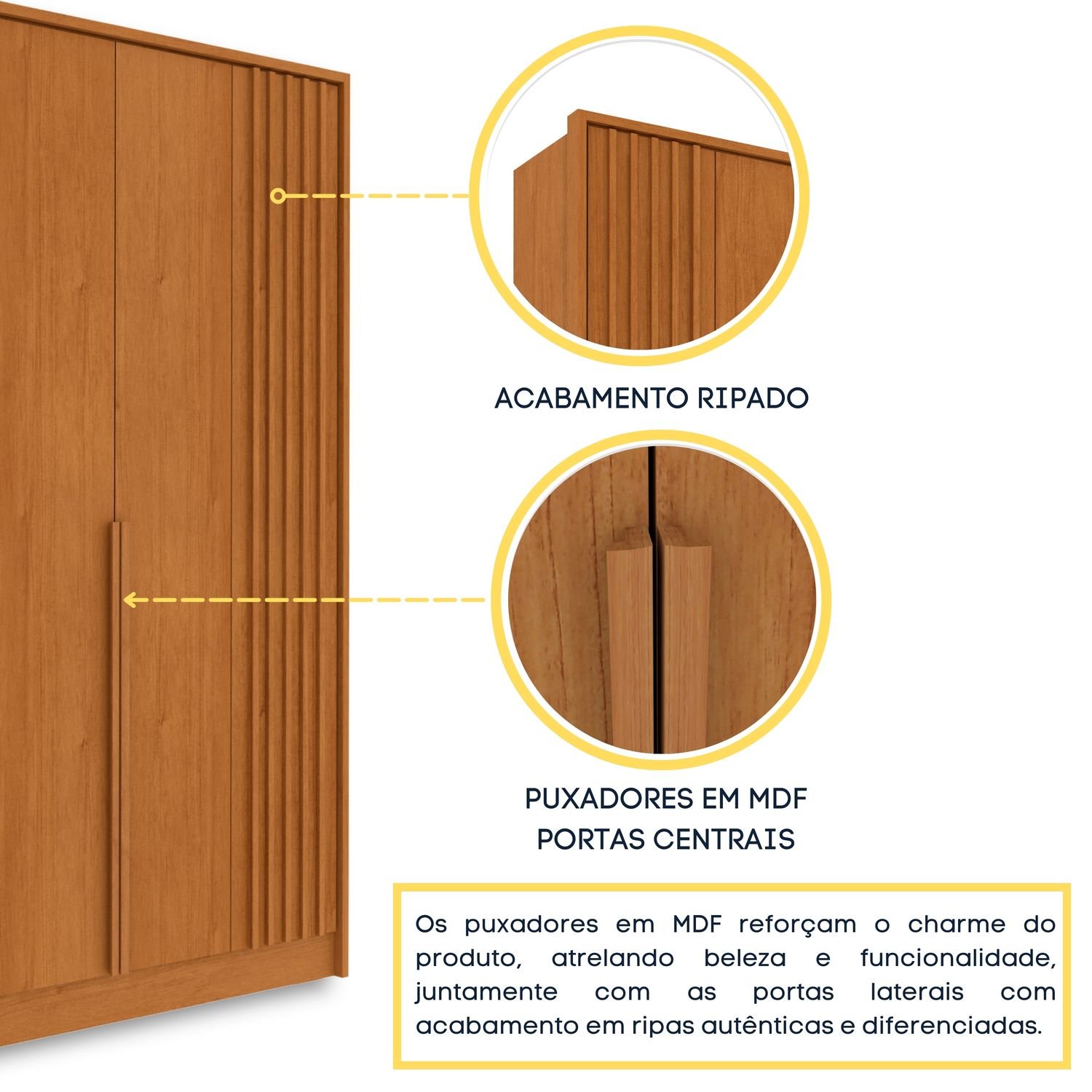 Guarda Roupa Casal 6 Portas Ripado 4 Gavetas 244cm Nova York Flex Espresso Móveis   - 10