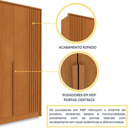 Guarda Roupa 6 Portas Ripado 4 Gavetas 244cm  Nova York Flex Espresso Móveis  - 10