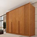 Ver imagem 1 de Guarda Roupa Casal 6 Portas Ripado 4 Gavetas 244cm Nova York Flex Yescasa Marrom/Cinamomo