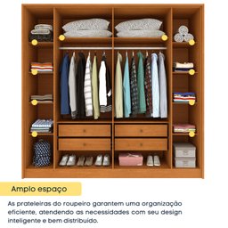 Guarda Roupa 6 Portas Ripado 4 Gavetas 244cm  Nova York Flex Espresso Móveis  - 6