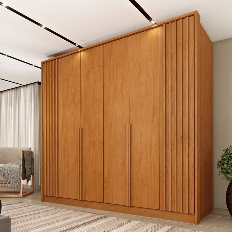 Guarda Roupa Casal 6 Portas Ripado 4 Gavetas 244cm Nova York Flex Espresso Móveis   - 1