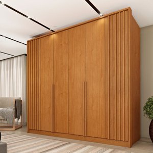 Guarda Roupa 6 Portas Ripado 4 Gavetas 244cm  Nova York Flex Espresso Móveis 