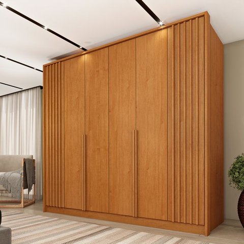 Guarda Roupa Casal 6 Portas Ripado 4 Gavetas 244cm Nova York Flex Espresso Móveis  