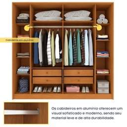 Guarda Roupa 6 Portas Ripado 4 Gavetas 244cm  Nova York Flex Espresso Móveis  - 7