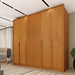 Guarda Roupa 6 Portas Ripado 4 Gavetas 244cm  Nova York Flex Espresso Móveis  - 2