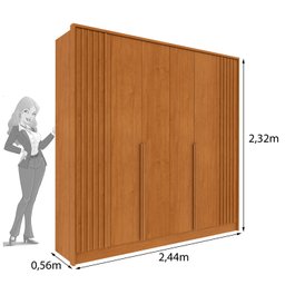 Guarda Roupa 6 Portas Ripado 4 Gavetas 244cm  Nova York Flex Espresso Móveis  - 4