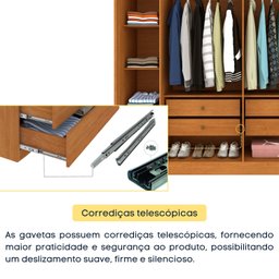 Guarda Roupa 6 Portas Ripado 4 Gavetas 244cm  Nova York Flex Espresso Móveis  - 9