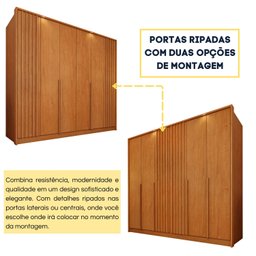 Guarda Roupa 6 Portas Ripado 4 Gavetas 244cm  Nova York Flex Espresso Móveis  - 5