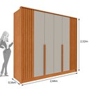 Ver imagem 3 de Guarda Roupa Casal 6 Portas Ripado 4 Gavetas 244cm Nova York Flex Yescasa Bege/Cinamomo/Off White