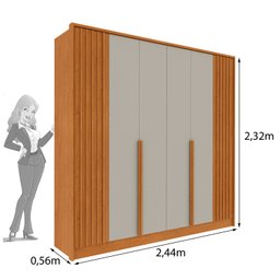 Guarda Roupa 6 Portas Ripado 4 Gavetas 244cm  Nova York Flex Espresso Móveis  - 4