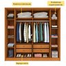 Guarda Roupa Casal 6 Portas Ripado 4 Gavetas 244cm Nova York Flex Espresso Móveis   - 9