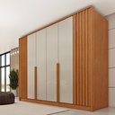 Ver imagem 1 de Guarda Roupa Casal 6 Portas Ripado 4 Gavetas 244cm Nova York Flex Yescasa Bege/Cinamomo/Off White