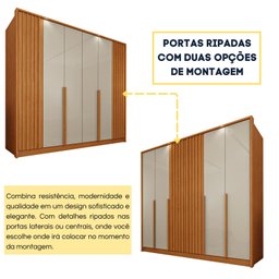 Guarda Roupa 6 Portas Ripado 4 Gavetas 244cm  Nova York Flex Espresso Móveis  - 5