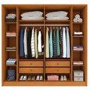 Ver imagem 4 de Guarda Roupa Casal 6 Portas Ripado 4 Gavetas 244cm Nova York Flex Yescasa Bege/Cinamomo/Off White