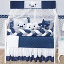 Ver imagem 1 de Kit Berço Masculino Nuvem Lua Marinho 12p Saia Box Completo