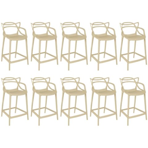Kit 10 Banquetas Média Allegra 66cm Design Cozinha/bancada - Nude