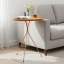 Ver imagem 1 de Base Tripé Pé de Mesa 45cm Cobre Metálico Mesinha Lateral Bistrô Decoração Minimalista Pé Palito