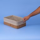 Ver imagem 2 de Cesto Retangular de Bambu com Forro 29cm - Oikos