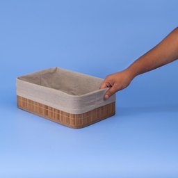 Cesto Retangular de Bambu com Forro 29cm - Oikos - 2